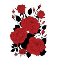 free vector Line art red rose