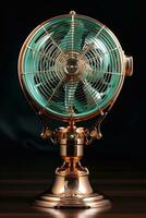 A image of Antique and old fan isolated on table clipping path included wallpaper Generative AI photo