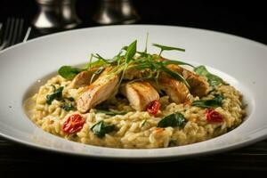 Aromatic Chicken risotto. Generate Ai photo