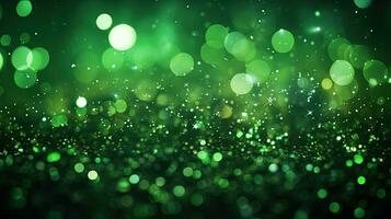 Abstract Bokeh Green Glitter Background photo