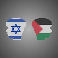 Palestine Israel conflict vector illustration. Two heads facing opposite direction to represent a conflict. Palestine illustration of war for social issues, news or conflict