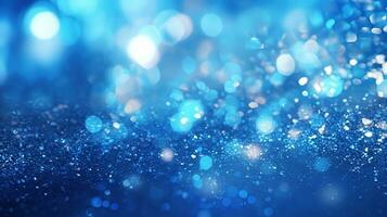 Abstract Bokeh Blue Glitter Background photo