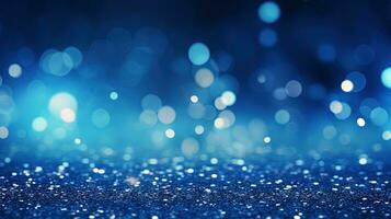 Abstract Bokeh Blue Glitter Background photo