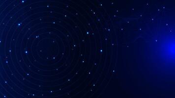 Abstract circle lines with polygon and wave flow for network connection and Big data visualization concept background. Vector illustration.