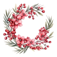 watercolor nice christmas thin wreath isolated png