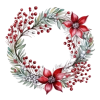 watercolor nice christmas thin wreath isolated png