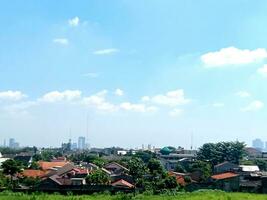 a landscape of city view with esthetic sky photo