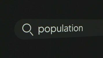 Population in a search bar video
