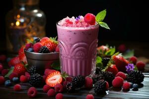 Smoothie with blackberries. photo