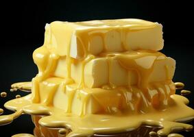 Pieces of cheese isolated on a black background photo