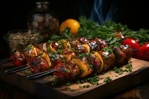 Grilled chicken with vegetables photo