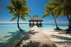 Beach with palm trees photo