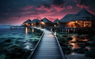 Maldives resort in the water photo