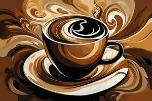 Vector canvas painting abstract coffee brushstroke