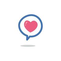 Heart dialogue icon in a speech bubble isolated vector illustration