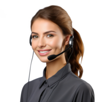 Female call center agent with headset. Generative AI png