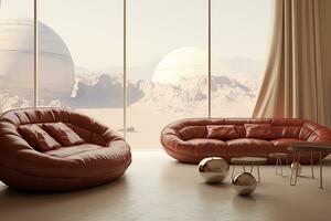 futuristic minimalist saga room landscapes photo