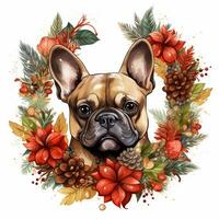 acuarela pintura de Clásico antiguo puertas bosquejo Arte ilustración linda perro Navidad foto