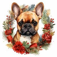 acuarela pintura de Clásico antiguo puertas bosquejo Arte ilustración linda perro Navidad foto