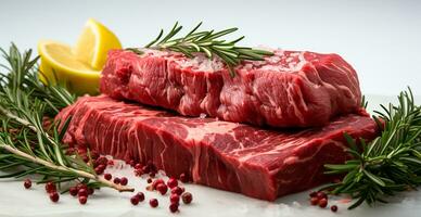 Sliced fresh beef pieces - AI generated image photo