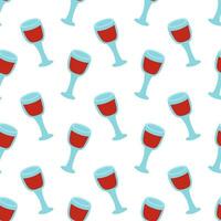 Seamless pattern with wine glass. Red wine background. Vector flat illustration.