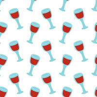 Seamless pattern with wine glass. Red wine background. Vector flat illustration.