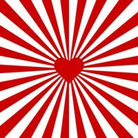 Red swirling pattern background. Vortex starburst spiral twirl square with red heart. Helix rotation rays. Converging scalable stripes. Vector illustration