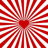 Red swirling pattern background. Vortex starburst spiral twirl square with red heart. Helix rotation rays. Converging scalable stripes. Vector illustration