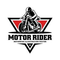 motocicleta y motorista silueta logo ilustración vector