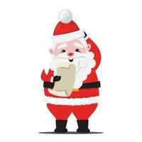 Santa Claus standing and reading a letter vector