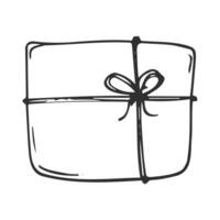 hand drawn doodle gift box present icon illustration isolated vector