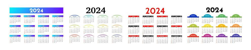 Calendar for 2024 isolated on a white background vector