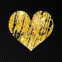 Heart with golden glittering scribble paint on dark background. Background with gold sparkles and glitter effect. Empty space for your text. Vector illustration