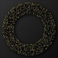 Abstract gold glowing halftone dotted background. Gold glitter pattern in circle form. Circle halftone dots. Vector illustration