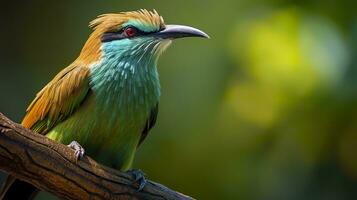 Turquoise Browed Motmot in vibrant colors. Generative AI photo