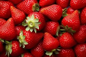 Texture of fresh strawberries as background. Generative AI photo