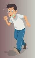 illustration of tired man running vector