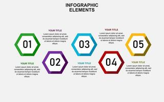 infographic template with 5 steps in blue for presentations, business and posters. vector