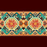 Geometric ethnic pattern, Cross Stitch, Pixel pattern, Design for clothing, fabric, background, wallpaper, wrapping, batik, Knitwear, Embroidery style, Aztec geometric art ornament print vector