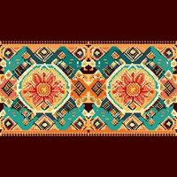 Geometric ethnic pattern, Cross Stitch, Pixel pattern, Design for clothing, fabric, background, wallpaper, wrapping, batik, Knitwear, Embroidery style, Aztec geometric art ornament print vector