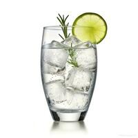 Gin tonic glass of water with ice isolated on white background. AI Generated photo