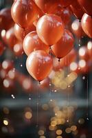 Group of red balloons, created with generative AI photo