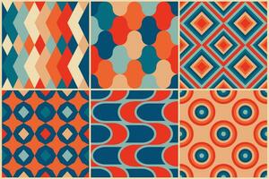 geomatical retro seamless patterns in the style of the 50s and 60s vector