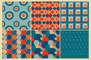 Retro seamless patterns in the style of the 50s and 60s.Mid century patterns vector