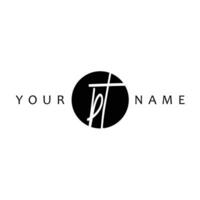 PT Initial Handwriting In Circle Frame Template Design vector