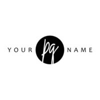 PQ Initial Handwriting In Circle Frame Template Design vector
