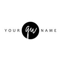 QU Initial Handwriting In Circle Frame Template Design vector