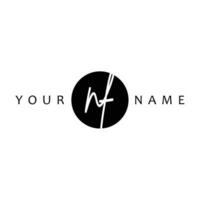 NF Initial Handwriting In Circle Frame Template Design vector