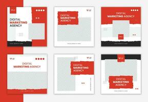 Set of Corporate social media post bundle design. Colorful square post banner template collection  for business and digital marketing vector