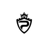 Letter P Crown Shield  logo vector